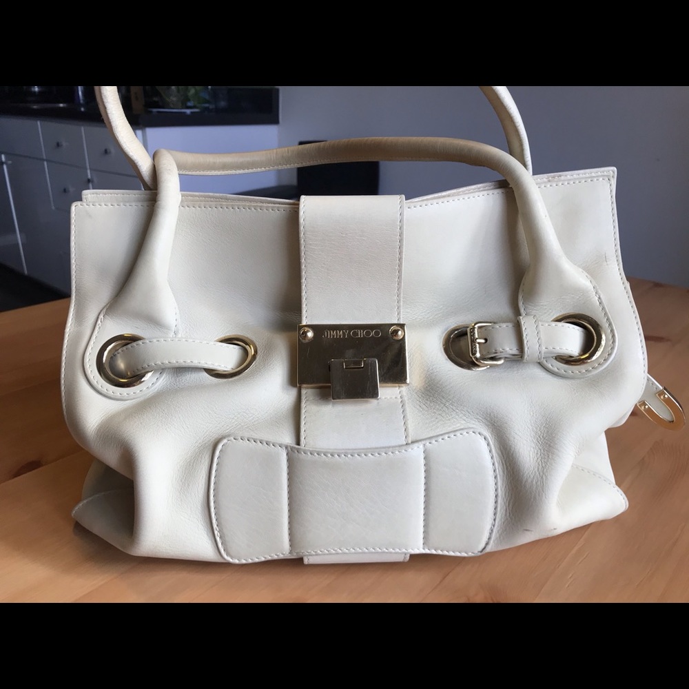 Authentic Jimmy Choo cream leather bag